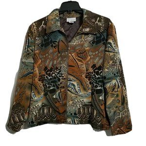 C.B. Collections Women's Zip up Blazer Jacket ~ Sz PL ~ Brown ~ Long Sleeve